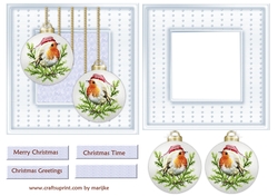 Cute Robin Christmas Bauble Topper & Insert 4