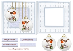 Cute Robin Christmas Bauble Topper & Insert 6