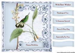Male Card Antique Hummingbird Topper & Tags 6