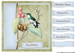 Male Card Antique Hummingbird Topper & Tags 7