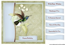 Male Card Antique Hummingbird Topper & Tags 8