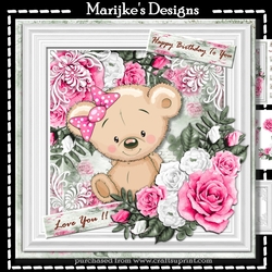 Cute Teddie Birthday Girl, Mini Kit
