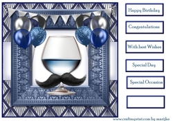 Male Card Birthday Balloons & Wine
