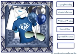 Male Card Birthday Balloons , Shirt & Sunglasses