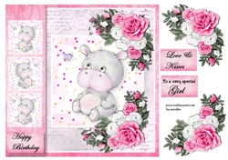 Topper Cute  Hippo   Birthday Girl
