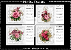Kit 4 Vintage Roses Toppers & Insert