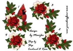 Step By Step Cardinal & Roses For Christmas
