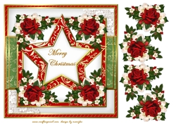 Christmas Star & Roses Topper & Decoupage