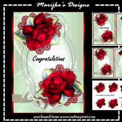 Red  Roses  In Glitter Frame  A5