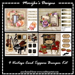 Kit  4 Vintage Card Toppers