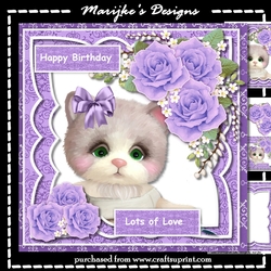 Birthday Girl Cute Kitten & Roses Mini Kit