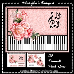 A5 Piano & Pink Roses