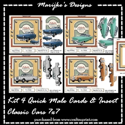 Kit 4 Male Cards Classic Cars