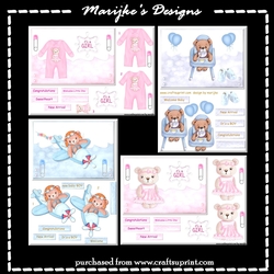 Kit 4 Envelop Quick Baby Cards