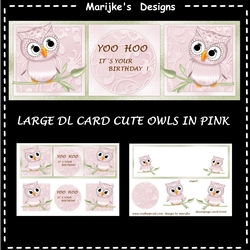 Large DL Card Cute Owls