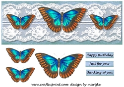 Large DL Card Vintage Butterflies 4