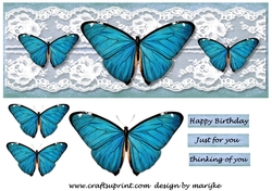 Large DL Card Vintage Butterflies 6
