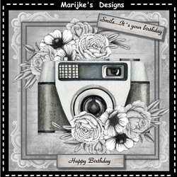 Male Card Vintage  Camera  &  Flowers  Mini Kit