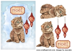 Christmas Kitten  Noel  Quick Card 