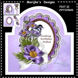 Shaped Card Purple Flowers