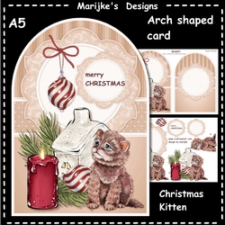 Arch Shaped Card Christmas Kitten