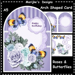 Arch Shaped Card Roses & Butterflies