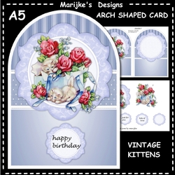 Arch Shaped Card Vintage Kittens