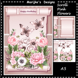 A5 Scroll Pink Flowers Mini Kit