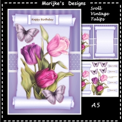 A5 ScrollVintage Tulips Mini Kit
