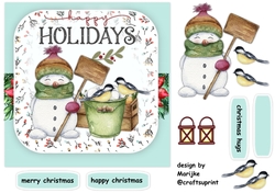 Cute Snow Man & Snowballs 7x7