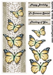 Large DL Card Vintage  Butterflies 1