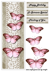 Large DL Card Vintage Butterflies 6