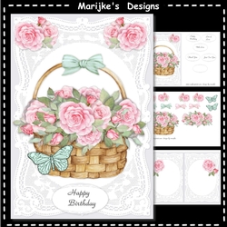 Pink Roses Basket Mini Kit
