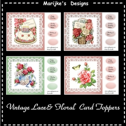 Kit 4 Lace Floral Vintage Toppers