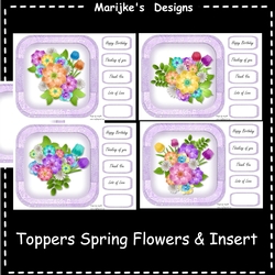 Kit 4 Toppers Spring flowers & in Insert