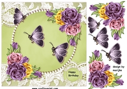 Mixed Roses & Butterflies Quick card