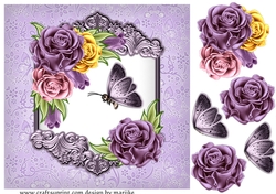 Vintage frame & flowers Quick card
