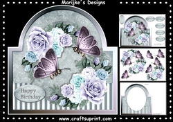 Shaped Card Topper Roses & Butterflies Mini Kit