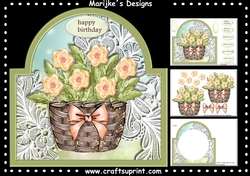 Shaped Card Topper  Flower basket