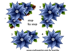 Step By Step Christmas Poinsettias in Dark Blue