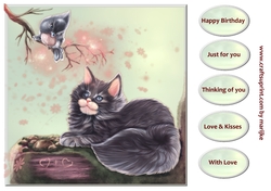 Spring  Kitten & Bird Topper