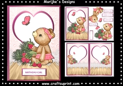 A5 Cute Teddie Birthday Girl Mini Kit