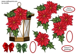 Christmas Lantern Dark Brown & Poinsettias
