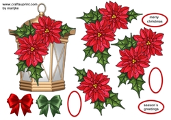 Christmas Lantern Light Brown & Poinsettias