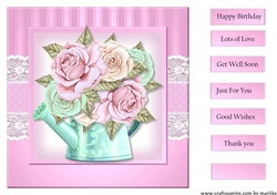 Watering can Spring Roses Topper And Sentiments