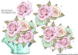 Decoupage Watering can and spring roses
