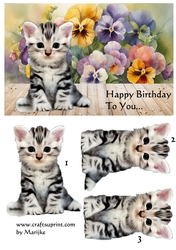 Cute Kitten & Violets Quick Card