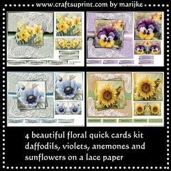 Kit 4 Beautiful Floral Quick Cards