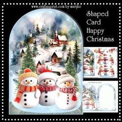 Shaped Card Happy Christmas  Snowmen Mini Kit