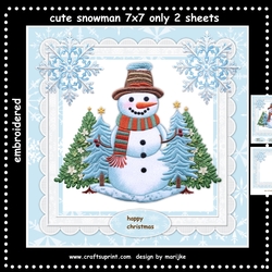 Christmas Embroidery  Cute Snowman  mini Kit